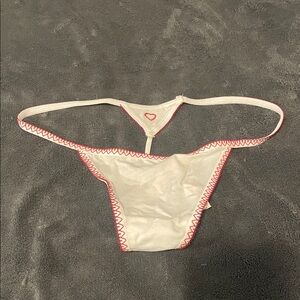 Victoria's Secret White and Red heart embroidered Panties
